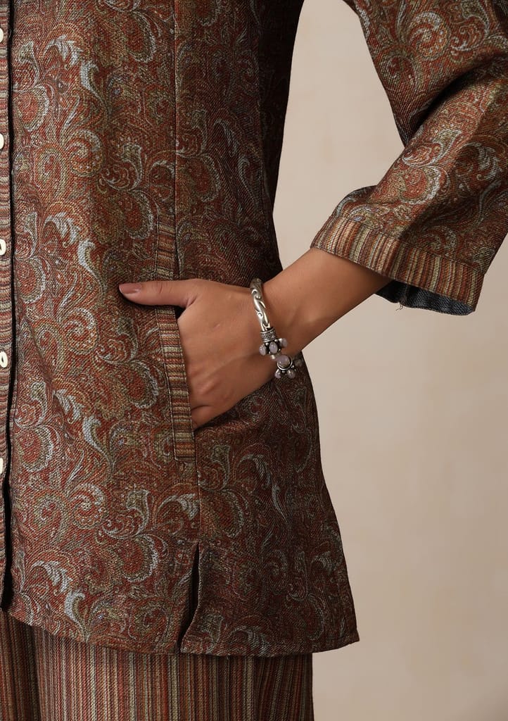 HOC Crafts Pashmina Printed Women's 2 PC Co-ord Set - Light Yellow