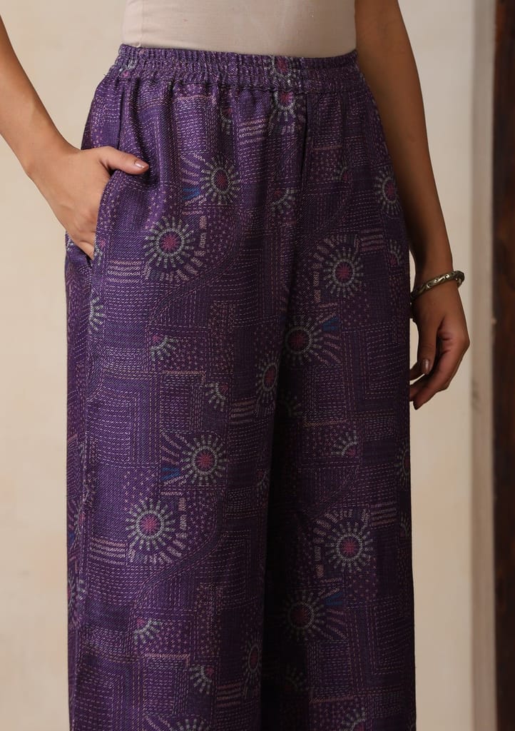 HOC Crafts Pashmina Printed Women's 2 PC Co-ord Set - Purple