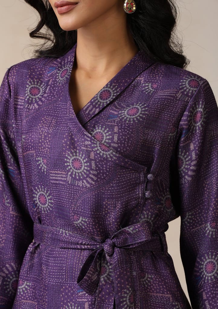 HOC Crafts Pashmina Printed Women's 2 PC Co-ord Set - Purple