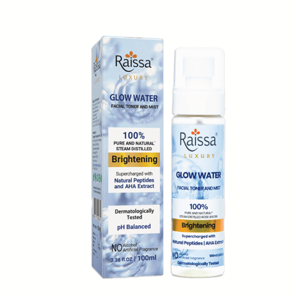 Raissa Glow Water Toner For Face| With Natural Peptides, AHA Extract & 100% Pure Rose Extracts| Tightens Pores| Instantly Hydrates| Balances pH| Alcohol-Free Spray| All Skin types| 100 ml