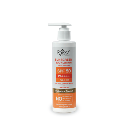 Raissa SPF 50 Sunscreen Body Lotion - No Silicones, No Oxybenzone