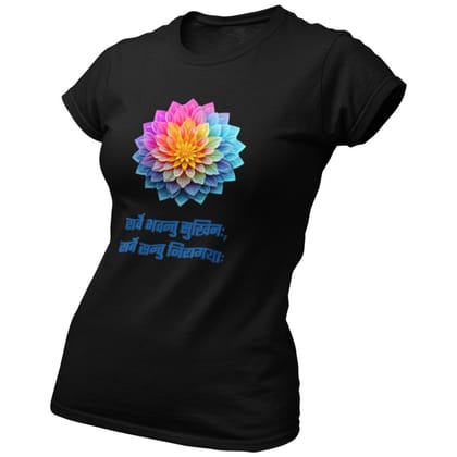 EqualLife Pure Cotton Bio-Washed Chest Printed T-Shirt - Mandala Design with Inspirational Ancient Indian Vedic Quotes - 15 - by ZingerTees-Women-EL9120581-F