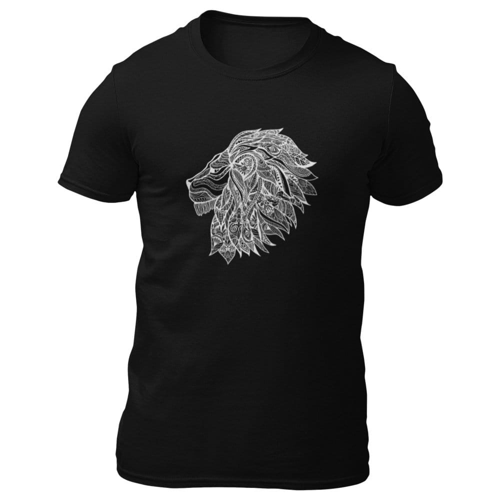 EqualLife Pure Cotton Bio-Washed Chest Printed T-Shirt - Eco Earth - Lion Head Mandala Design-by ZingerTees-Men-EL9120296-M