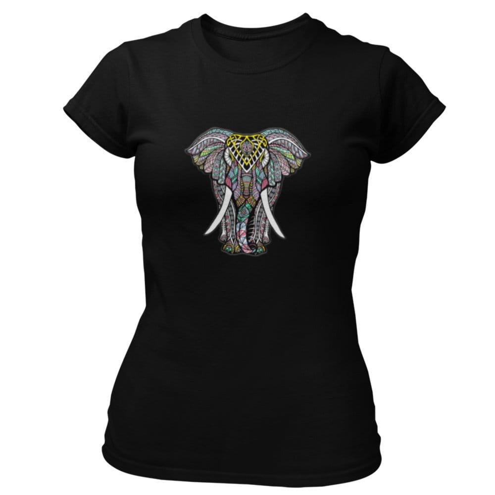 EqualLife Pure Cotton Bio-Washed Chest Printed T-Shirt - Eco Earth - Elephant Mandala Design-by ZingerTees-Women-EL9120297-F