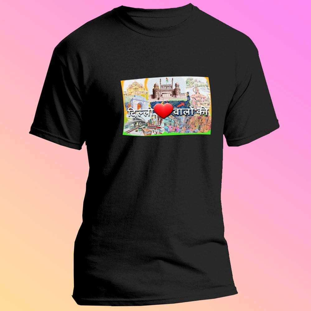 EqualLife Pure Cotton Bio-Washed T-Shirt Chest Printed-Delhi Dilwalo Ki-by ZingerTees-Men-EL9120030-M