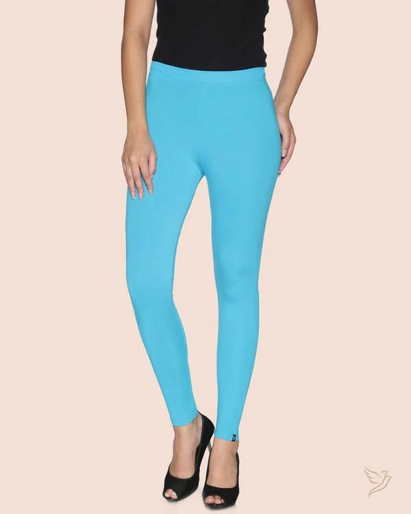 CHINTELS Churidar Ethnic Wear Legging  (Light Blue, Solid)