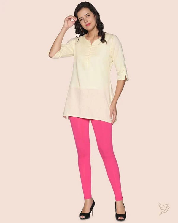 Latest Women CHINTLES Women's High Waist Stretchy Cotton Leggings - Hot Pink 2025 at ShopCircuit