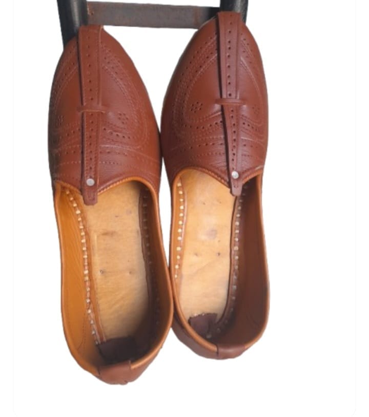 Handmade Mens Brown Leather Punjabi Juti