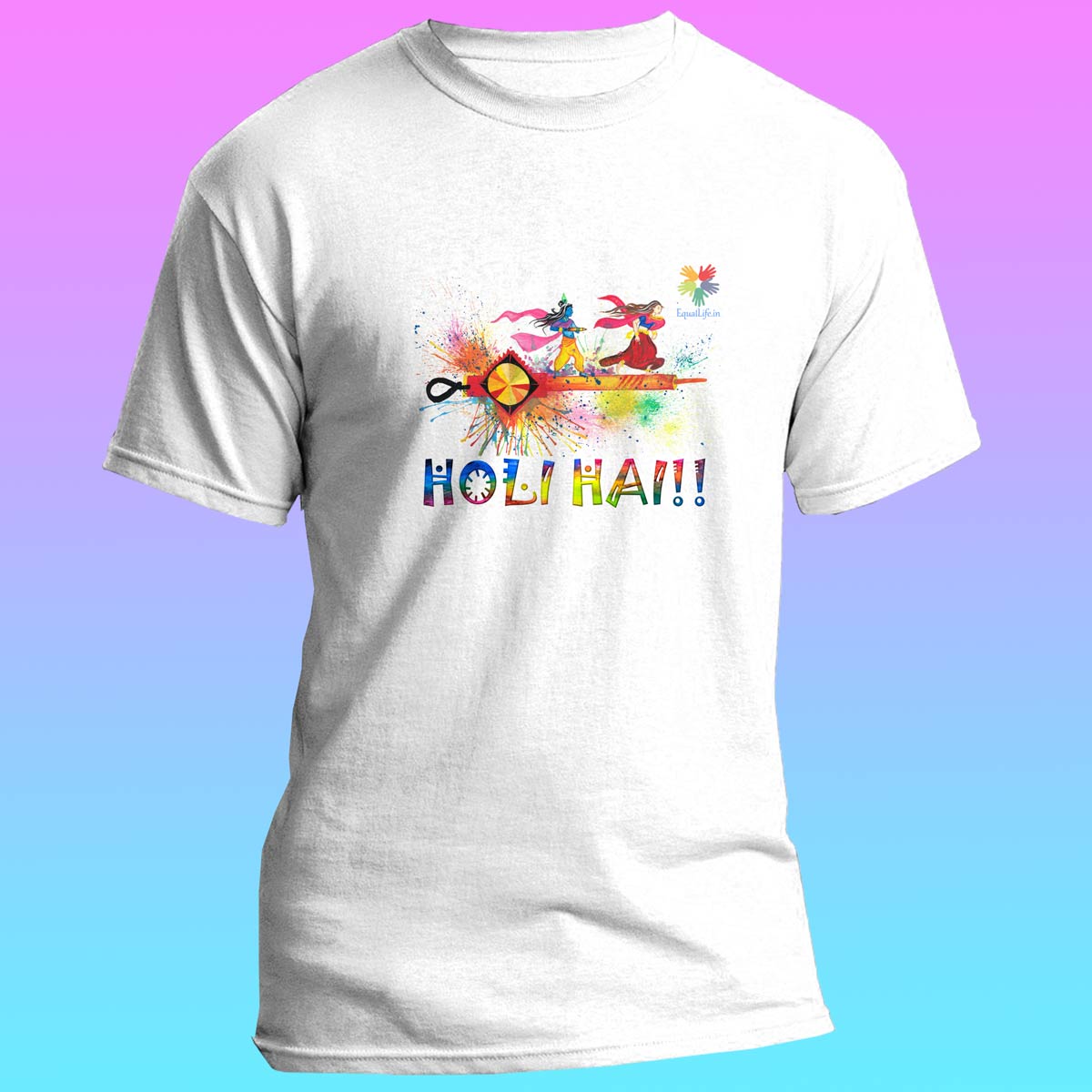 EqualLife Super Dry-fit Printed Jersey T-Shirt-Holi Hai - Radha Krishna-by ZingerTees-Women-EL9120018-F