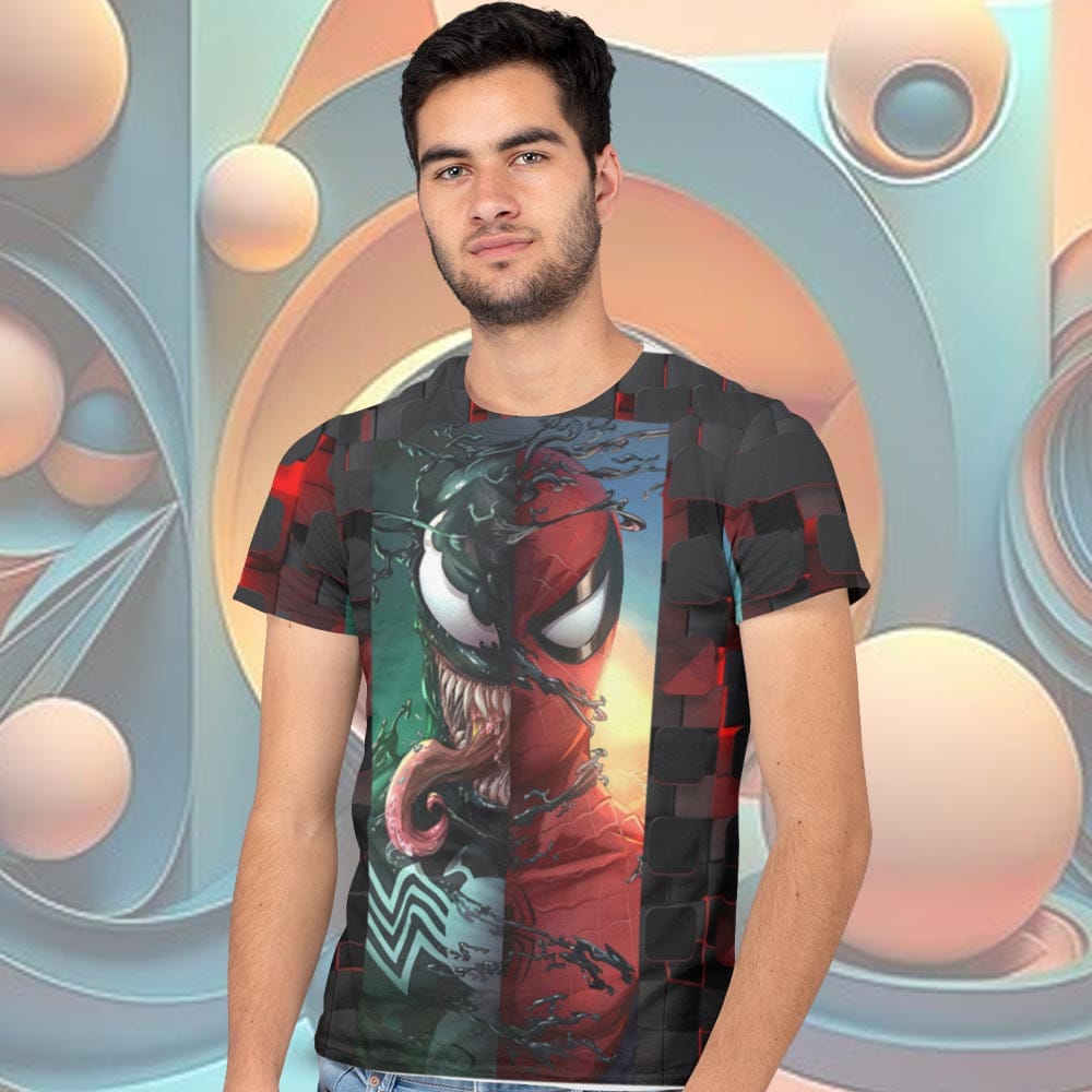 EqualLife Super Dry-fit Printed T-Shirt - Superhero Series - Spiderman Venom Mashup Design No.1-by ZingerTees-Men-EL9120333-M