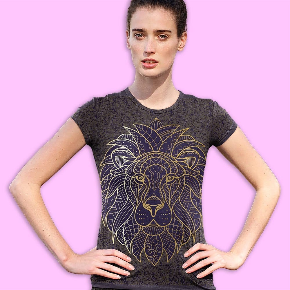 EqualLife Super Dry-fit Printed T-Shirt - Abstract Series -  Regal Lion Tee Design 6 - by ZingerTees-Women-EL9120584-F