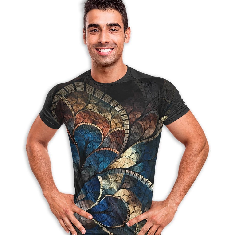 EqualLife Super Dry-fit Printed T-Shirt - Abstract Series -  Fractal Abstract Series -  Design 8 - by ZingerTees-Men-EL9120586-M