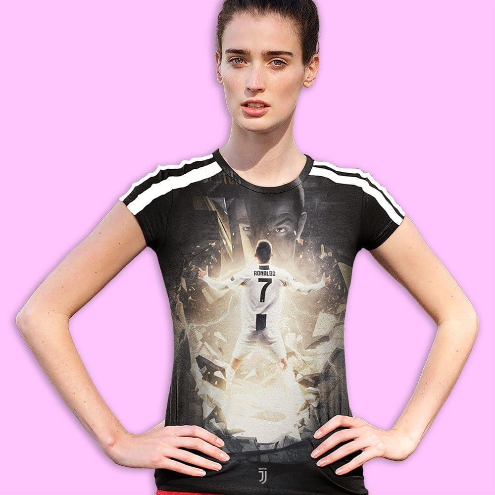 EqualLife Super Dry-fit Printed T-Shirt - Football Series - Iconic CR7 Tribute - by ZingerTees-Women-EL9120595-F