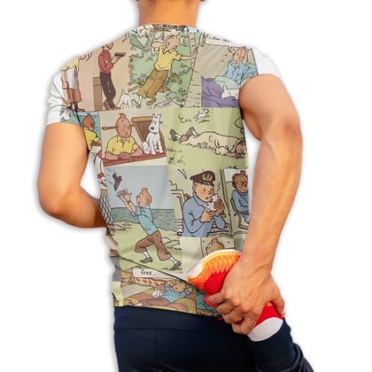 EqualLife Super Dry-fit Printed T-Shirt - Superhero - Tintin and Friends - by ZingerTees-Men-EL9120597-M