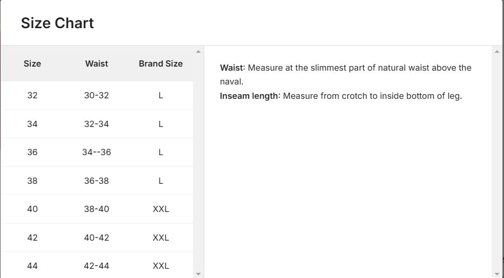 Size Guide