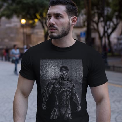 EqualLife Pure Cotton Bio-Washed T-Shirt Chest Printed-Superhero - Stronger than Steel Design-by ZingerTees--Men-EL9120110-M