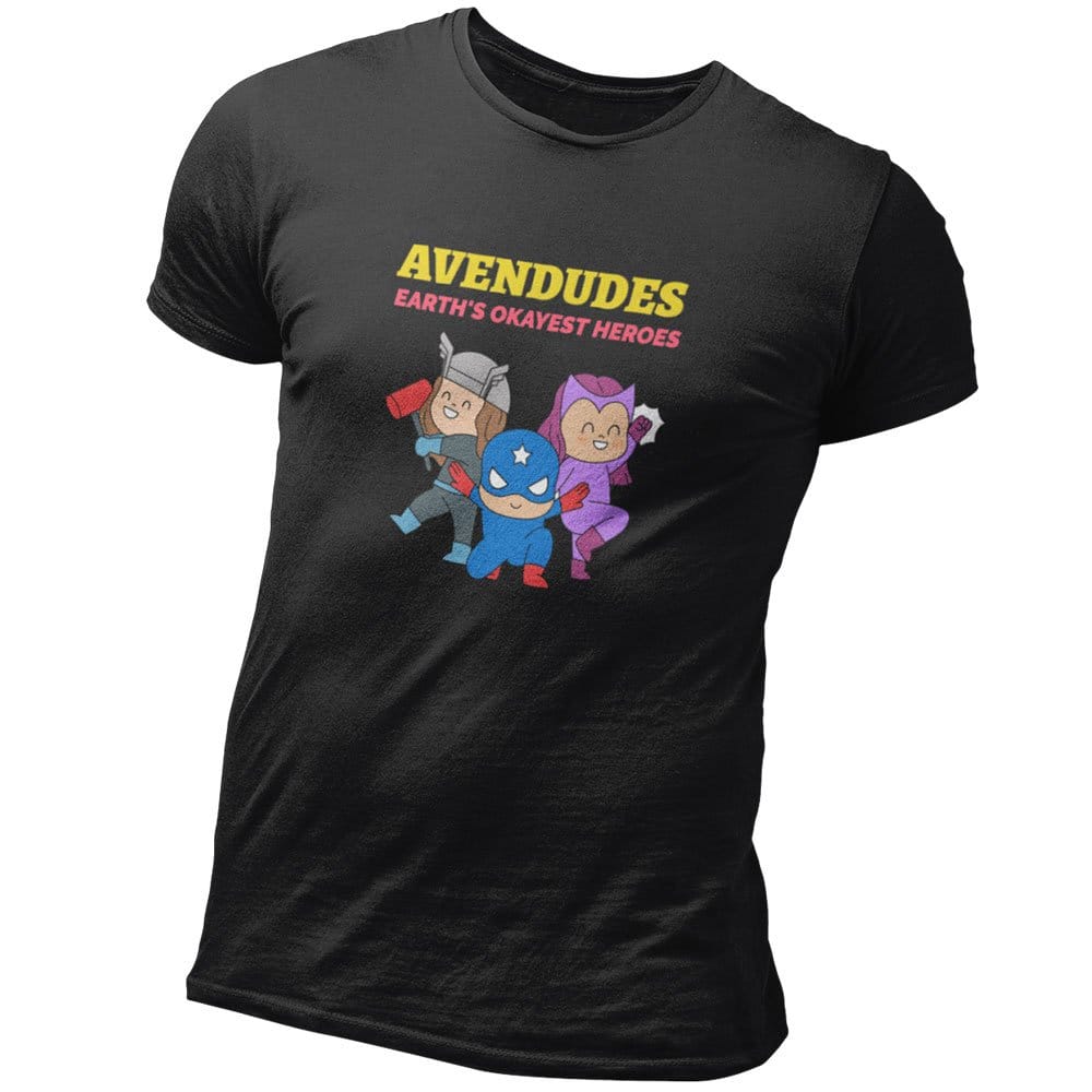 EqualLife Pure Cotton Bio-Washed T-Shirt Chest Printed-Superhero - Avendudes - Earth's Okayest Heros - 2 Design-by ZingerTees-Men-EL9120113-M