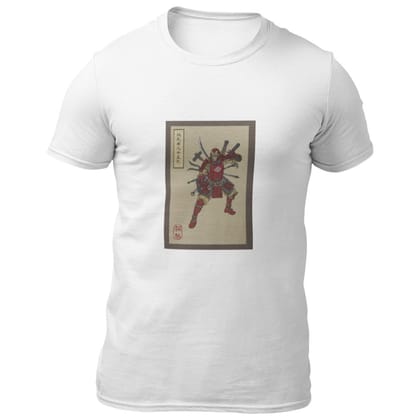 EqualLife Pure Cotton Bio-Washed T-Shirt Chest Printed-Superhero Series - Iron Man as a Samirai Warrior Design-by ZingerTees-Men-EL9120330-M