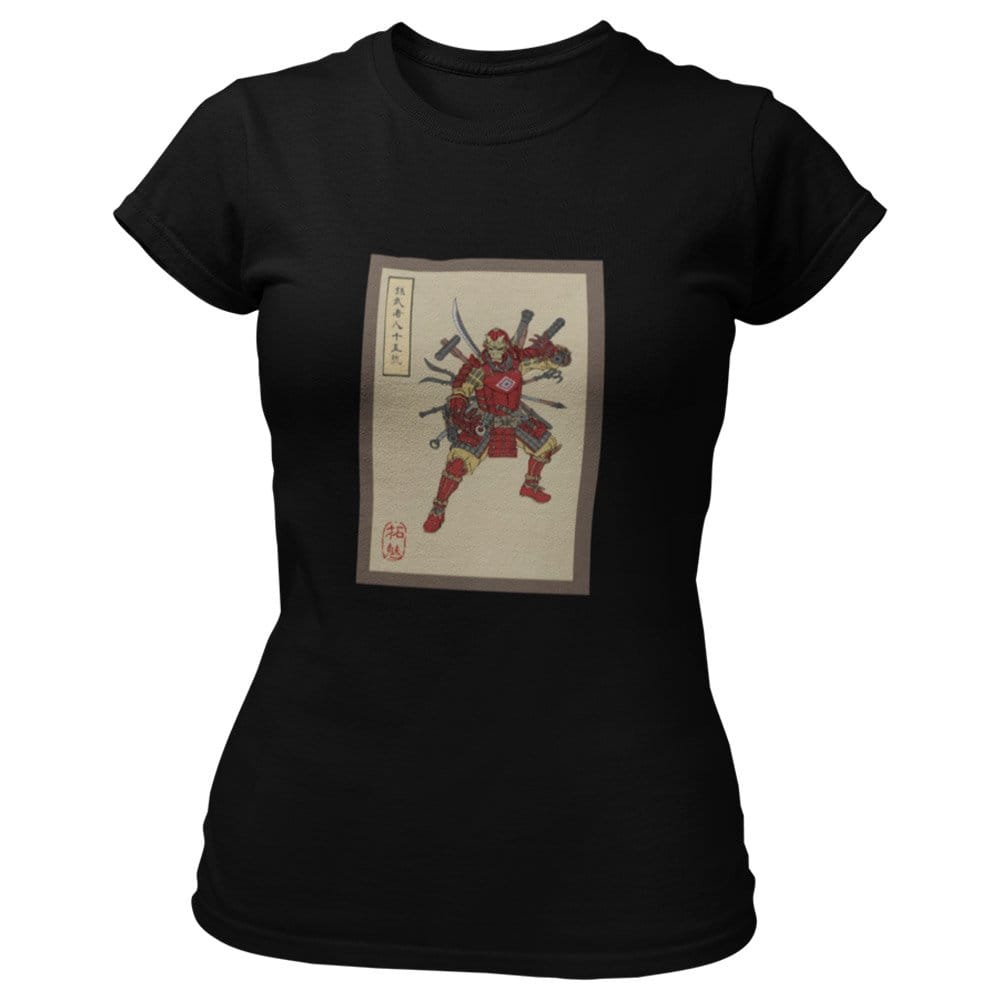 EqualLife Pure Cotton Bio-Washed T-Shirt Chest Printed-Superhero Series - Iron Man as a Samirai Warrior Design-by ZingerTees-Women-EL9120330-F
