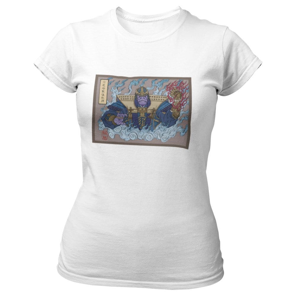 EqualLife Pure Cotton Bio-Washed T-Shirt Chest Printed-Superhero Series - Thanos as a Samirai Warrior Design-by ZingerTees-Women-EL9120331-F