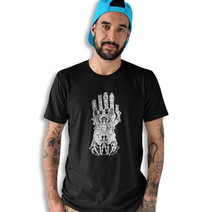 EqualLife Pure Cotton Bio-Washed Chest Printed T-Shirt - Superhero Series - Avengers Art Infinity Glove Design - by ZingerTees-Men-EL9120574-M