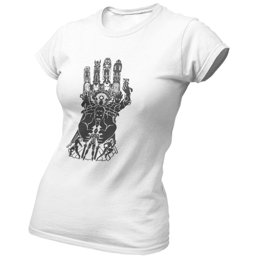 EqualLife Pure Cotton Bio-Washed Chest Printed T-Shirt - Superhero Series - Avengers Art Infinity Glove Design - by ZingerTees-Women-EL9120574-F