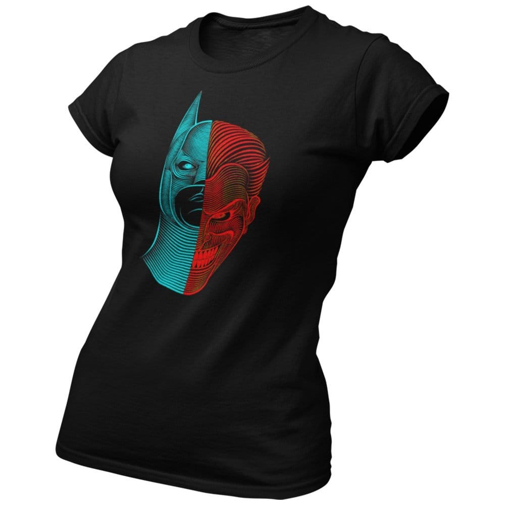 EqualLife Pure Cotton Bio-Washed Chest Printed T-Shirt - Superhero Series - Batman Joker Design - by ZingerTees-Women-EL9120575-F