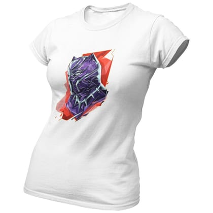 EqualLife Pure Cotton Bio-Washed Chest Printed T-Shirt - Superhero Series - Black Panther Design 1 - by ZingerTees-Women-EL9120576-F