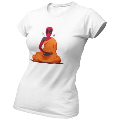 EqualLife Pure Cotton Bio-Washed Chest Printed T-Shirt - Superhero Series - The Zen Deadpool Design - by ZingerTees-Women-EL9120578-F