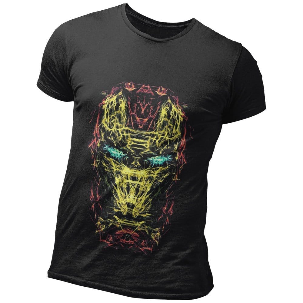 EqualLife Pure Cotton Bio-Washed Chest Printed T-Shirt - Superhero Series - Iron Man Arc Reactor Vision Design - by ZingerTees-Men-EL9120580-M