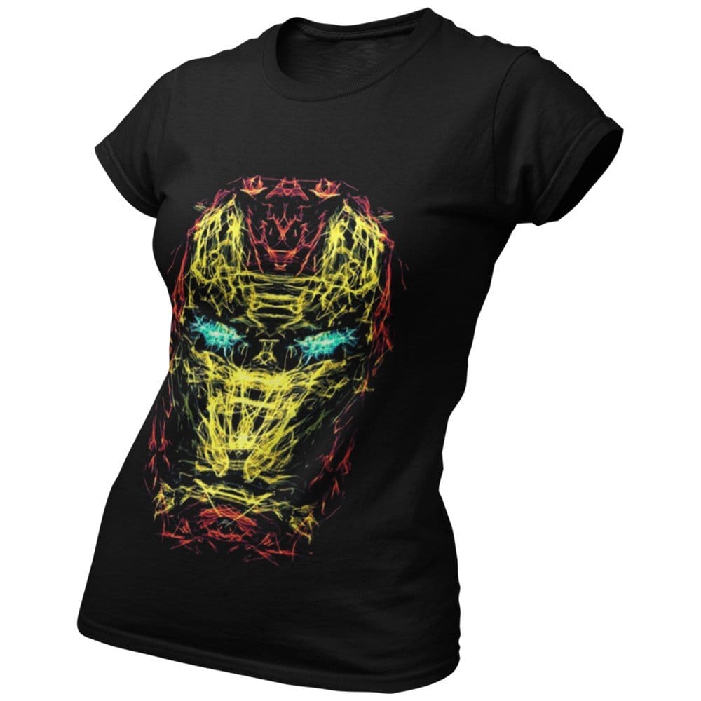 EqualLife Pure Cotton Bio-Washed Chest Printed T-Shirt - Superhero Series - Iron Man Arc Reactor Vision Design - by ZingerTees-Women-EL9120580-F