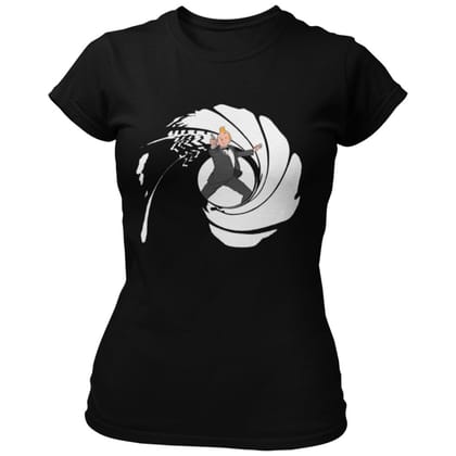 EqualLife Pure Cotton Bio-Washed Chest Printed T-Shirt - Superhero - Tintin The Iconic Agent - by ZingerTees-Women-EL9120593-F