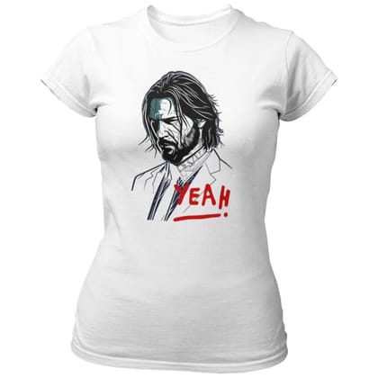 EqualLife Pure Cotton Bio-Washed Chest Printed T-Shirt - John Wick - Yeah Design 1 - by ZingerTees-Women-EL9120551-F
