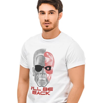 EqualLife Pure Cotton Bio-Washed Chest Printed T-Shirt - The Terminator - I'll Be Back Design 1 - by ZingerTees-Men-EL9120552-M