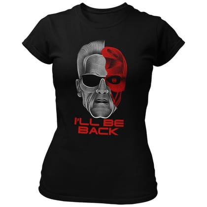 EqualLife Pure Cotton Bio-Washed Chest Printed T-Shirt - The Terminator - I'll Be Back Design 1 - by ZingerTees-Women-EL9120552-F