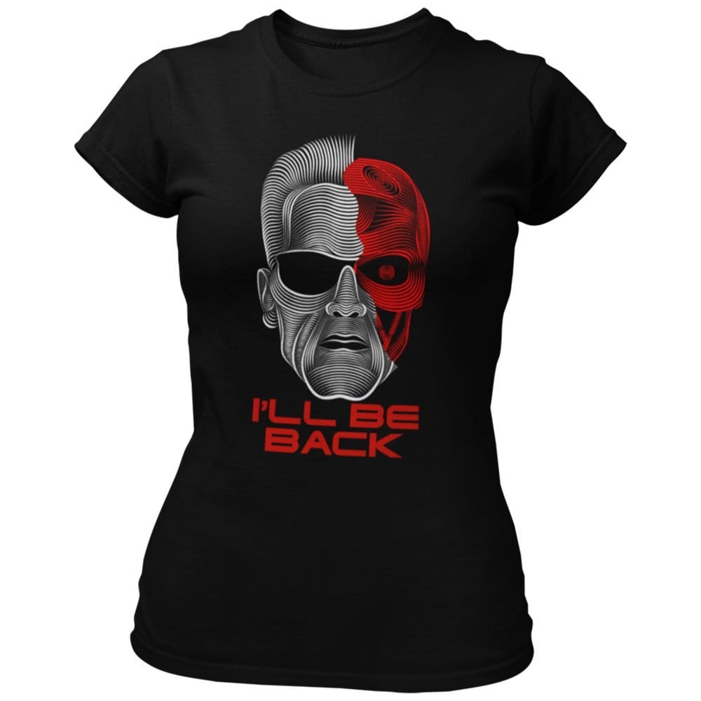 EqualLife Pure Cotton Bio-Washed Chest Printed T-Shirt - The Terminator - I'll Be Back Design 1 - by ZingerTees-Women-EL9120552-F