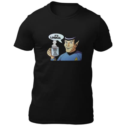 EqualLife Pure Cotton Bio-Washed Chest Printed T-Shirt - Sifi Series - Spock - It is Logical Design 6 - by ZingerTees-Men-EL9120553-M