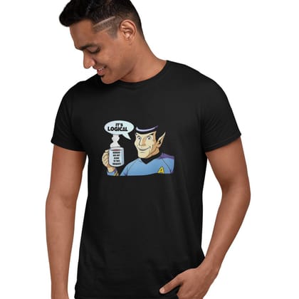 EqualLife Pure Cotton Bio-Washed Chest Printed T-Shirt - Sifi Series - Spock - It is Logical Design 6 - by ZingerTees-Men-EL9120553-M