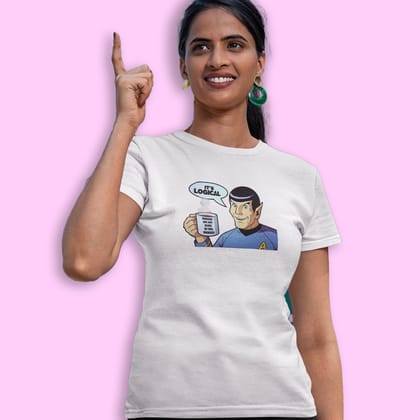 EqualLife Pure Cotton Bio-Washed Chest Printed T-Shirt - Sifi Series - Spock - It is Logical Design 6 - by ZingerTees-Women-EL9120553-F