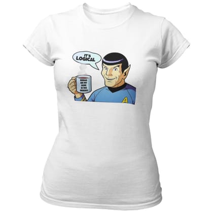 EqualLife Pure Cotton Bio-Washed Chest Printed T-Shirt - Sifi Series - Spock - It is Logical Design 6 - by ZingerTees-Women-EL9120553-F