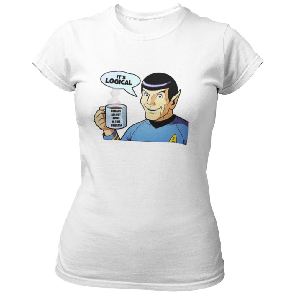 EqualLife Pure Cotton Bio-Washed Chest Printed T-Shirt - Sifi Series - Spock - It is Logical Design 6 - by ZingerTees-Women-EL9120553-F