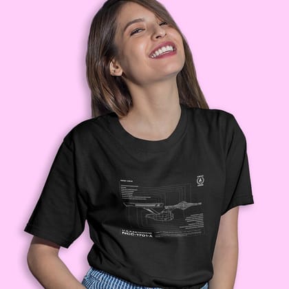 EqualLife Pure Cotton Bio-Washed Chest Printed T-Shirt - Sifi Series - Enterprise 1701-A - Star Trek Design 1 - by ZingerTees-Women-EL9120554-F