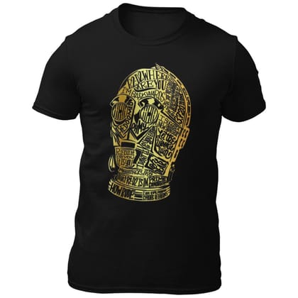 EqualLife Pure Cotton Bio-Washed Chest Printed T-Shirt - Sifi Series - C-3PO Design 1 - by ZingerTees-Men-EL9120557-M