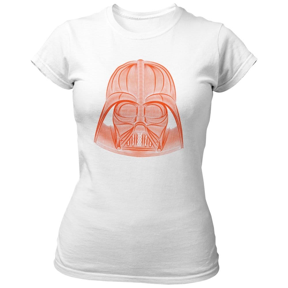 EqualLife Pure Cotton Bio-Washed Chest Printed T-Shirt - Sifi Series - Darth Vadar Line Art Design 2 - by ZingerTees-Women-EL9120559-F