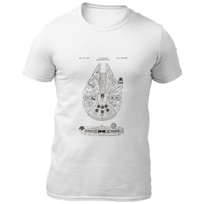 EqualLife Pure Cotton Bio-Washed Chest Printed T-Shirt - Sifi Series - Millennium Falcon Design 1 - by ZingerTees-Men-EL9120560-M