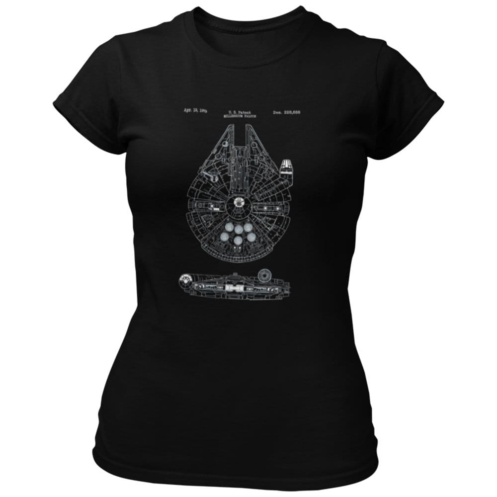 EqualLife Pure Cotton Bio-Washed Chest Printed T-Shirt - Sifi Series - Millennium Falcon Design 1 - by ZingerTees-Women-EL9120560-F