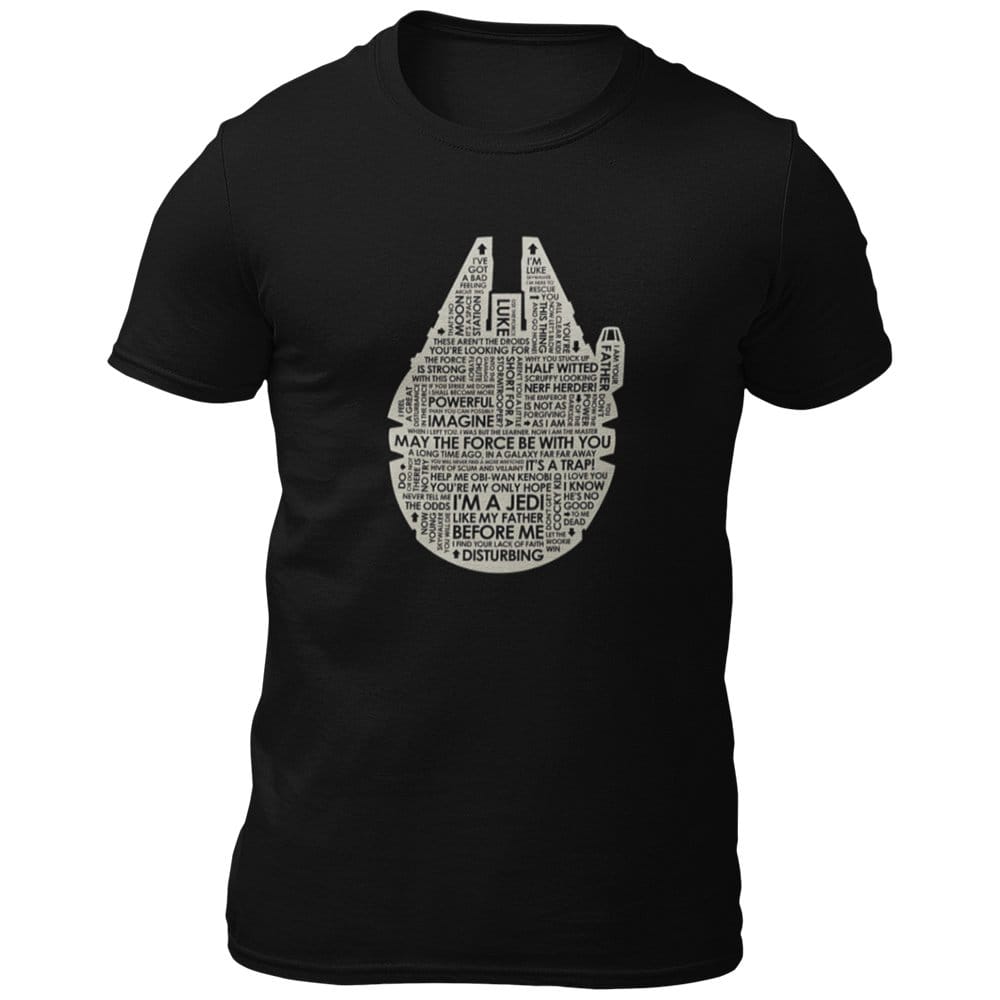 EqualLife Pure Cotton Bio-Washed Chest Printed T-Shirt - Sifi Series - Millennium Falcon Design 2 - by ZingerTees-Men-EL9120561-M