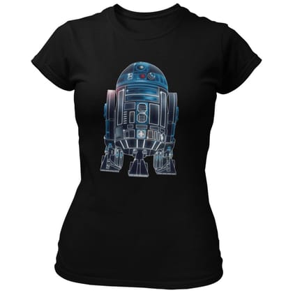EqualLife Pure Cotton Bio-Washed Chest Printed T-Shirt - Sifi Series - R2D2 Design 1 - by ZingerTees-Women-EL9120562-F