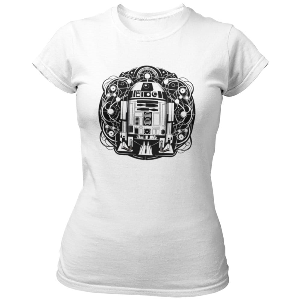 EqualLife Pure Cotton Bio-Washed Chest Printed T-Shirt - Sifi Series - R2D2 Design 2 - by ZingerTees-Women-EL9120563-F