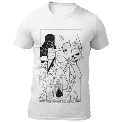 EqualLife Pure Cotton Bio-Washed Chest Printed T-Shirt - Sifi Series - Star Wars Tribute - by ZingerTees-Men-EL9120564-M